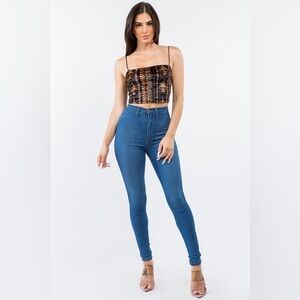 Bear Dance Bohemian Baroque Printed Velvet Crop Top